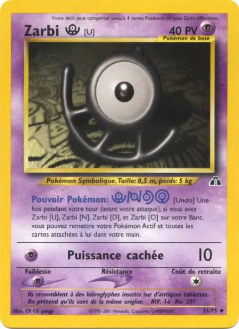 Carte Pokémon Zarbi U 051/075, extension Neo Discovery