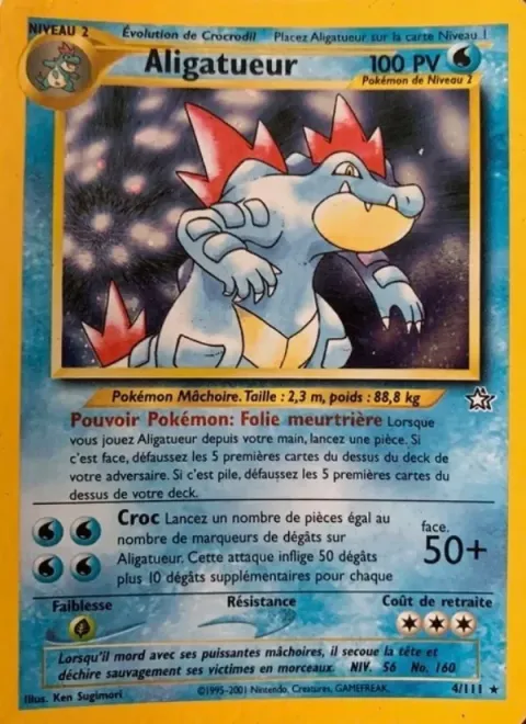 Carte Pokémon Aligatueur 004/111, extension Neo Genesis