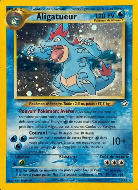 Carte Pokémon Aligatueur 005/111, extension Neo Genesis
