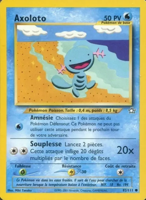Carte Pokémon Axoloto 082/111, extension Neo Genesis