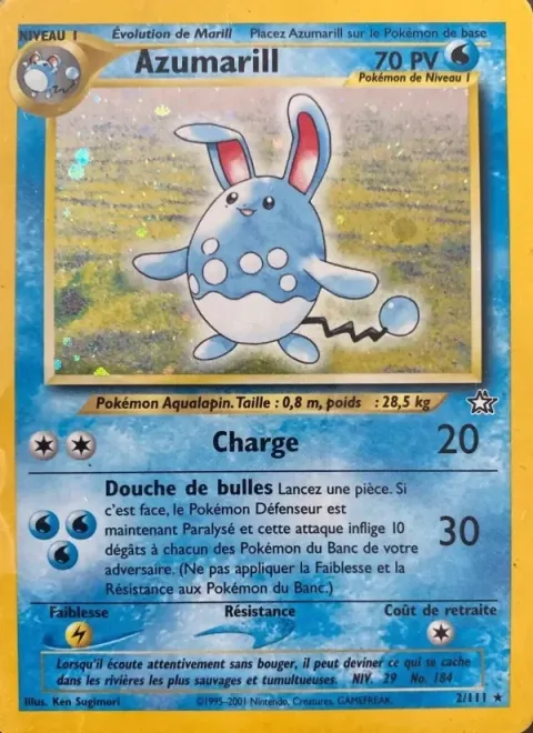 Carte Pokémon Azumarill 002/111, extension Neo Genesis