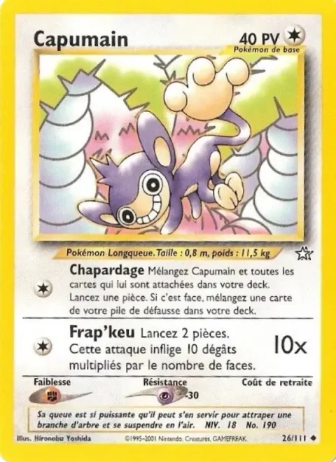 Carte Pokémon Capumain 026/111, extension Neo Genesis