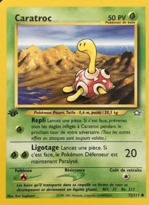 Carte Pokémon Caratroc 072/111, extension Neo Genesis