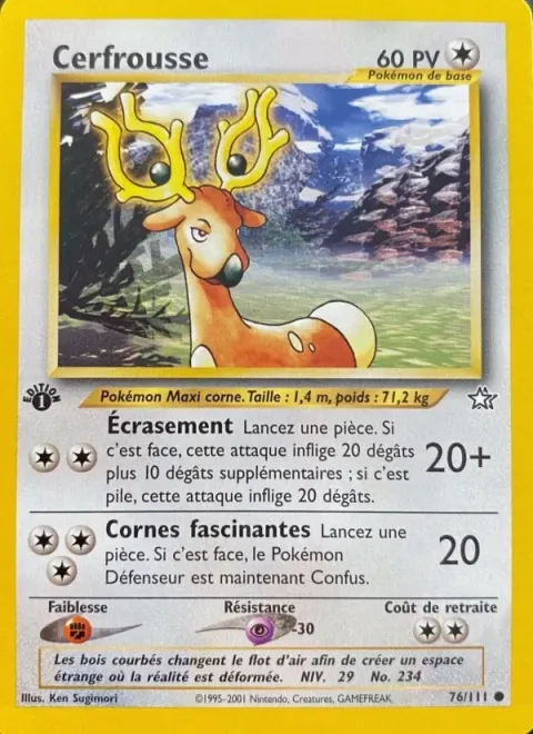 Carte Pokémon Cerfrousse 076/111, extension Neo Genesis