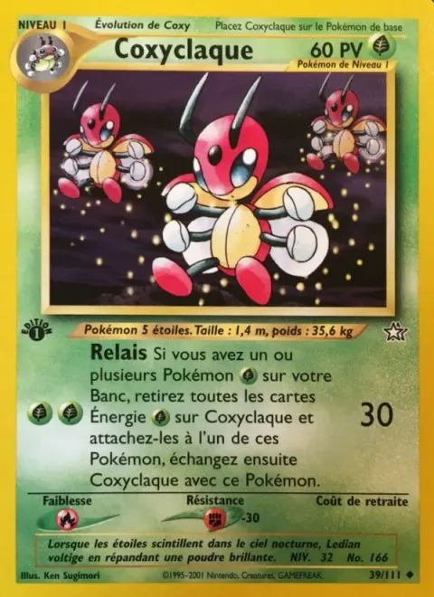 Carte Pokémon Coxyclaque 039/111, extension Neo Genesis