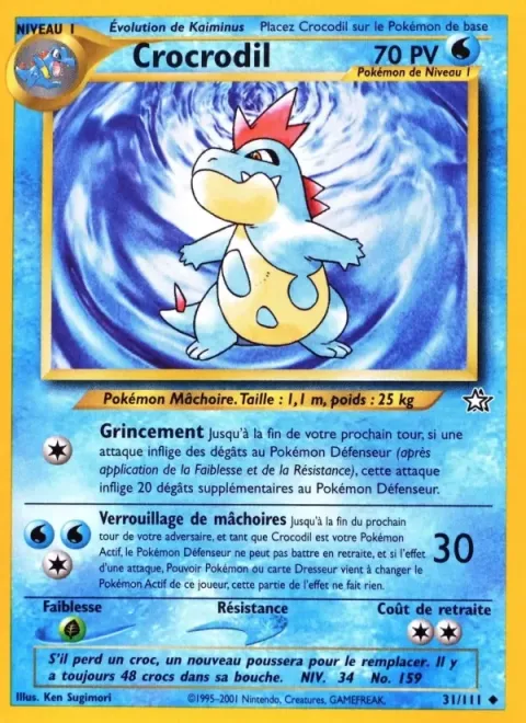 Carte Pokémon Crocrodil 031/111, extension Neo Genesis
