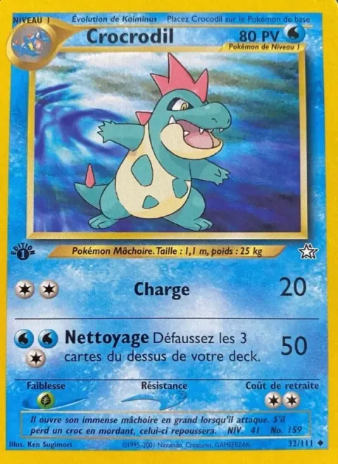 Carte Pokémon Crocrodil 032/111, extension Neo Genesis