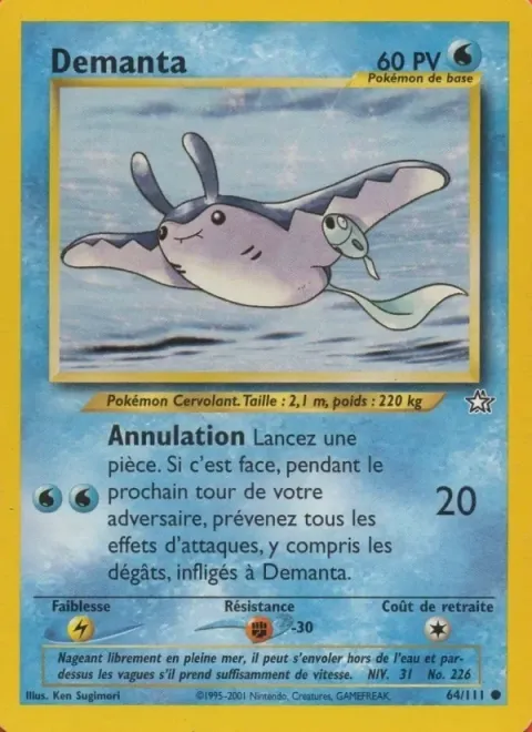 Carte Pokémon Démanta 064/111, extension Neo Genesis