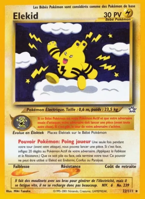 Carte Pokémon Élekid 022/111, extension Neo Genesis