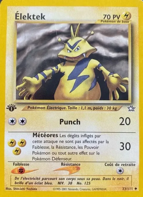 Carte Pokémon Élektek 033/111, extension Neo Genesis
