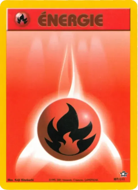 Carte Pokémon Énergie Feu 107/111, extension Neo Genesis