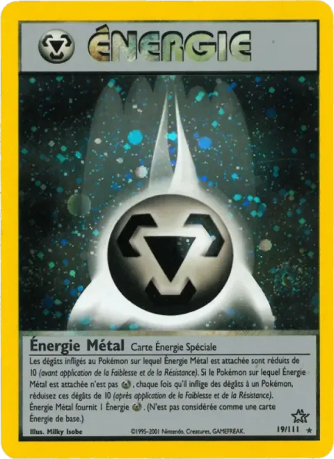 Carte Pokémon Énergie Métal 019/111, extension Neo Genesis