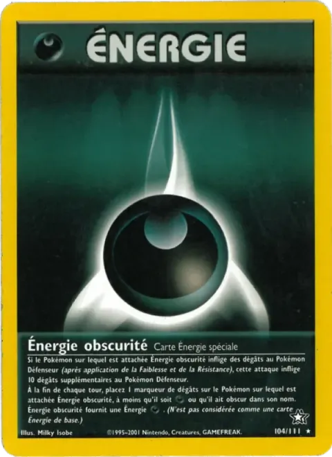 Carte Pokémon Énergie obscurité 104/111, extension Neo Genesis