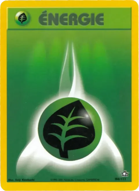 Carte Pokémon Énergie Plante 108/111, extension Neo Genesis