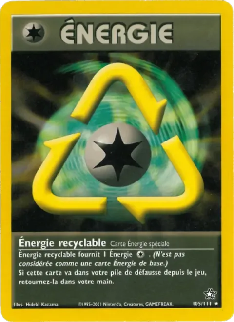 Carte Pokémon Énergie recyclable 105/111, extension Neo Genesis