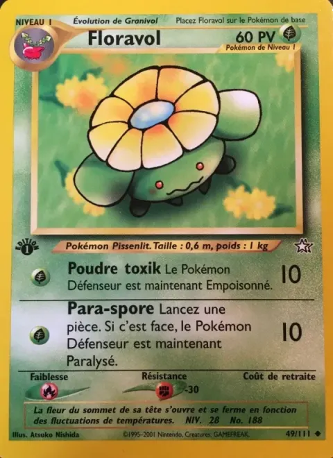 Carte Pokémon Floravol 049/111, extension Neo Genesis