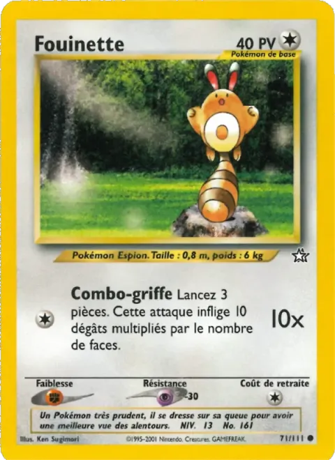 Carte Pokémon Fouinette 071/111, extension Neo Genesis