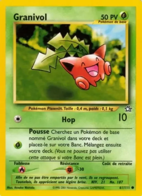 Carte Pokémon Granivol 061/111, extension Neo Genesis