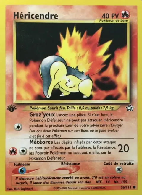 Carte Pokémon Héricendre 056/111, extension Neo Genesis