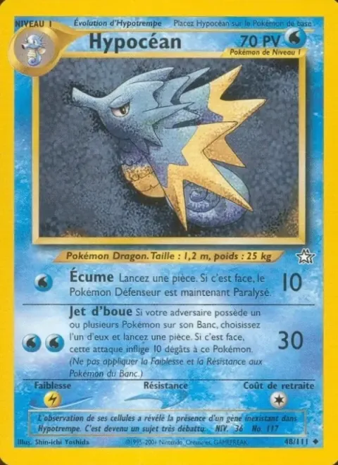 Carte Pokémon Hypocéan 048/111, extension Neo Genesis