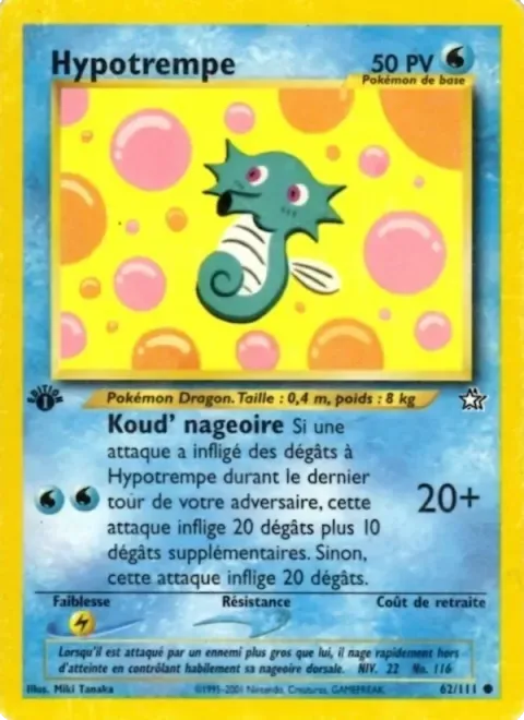 Carte Pokémon Hypotrempe 062/111, extension Neo Genesis