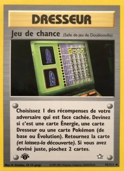 Carte Pokémon Jeu de chance 092/111, extension Neo Genesis