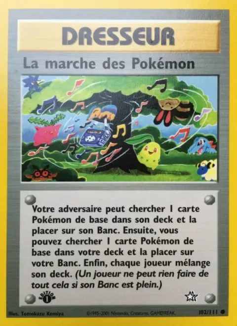 Carte Pokémon La marche des Pokémon 102/111, extension Neo Genesis