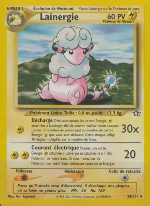 Carte Pokémon Lainergie 034/111, extension Neo Genesis