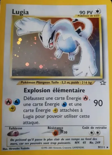 Carte Pokémon Lugia 009/111, extension Neo Genesis