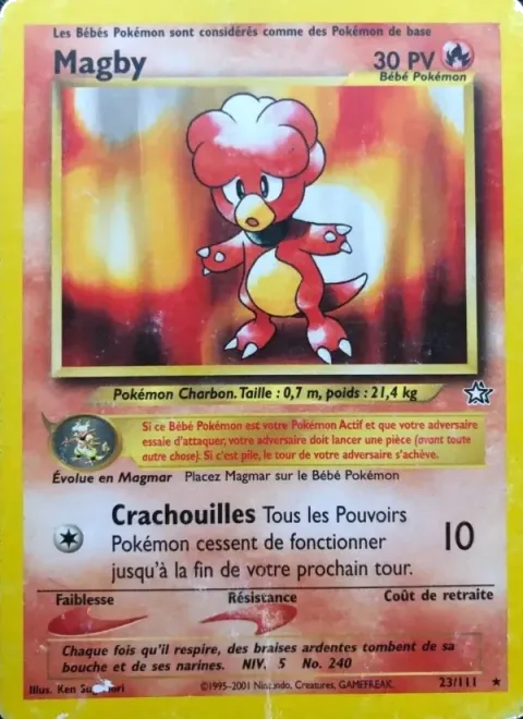 Carte Pokémon Magby 023/111, extension Neo Genesis