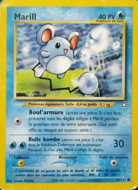 Carte Pokémon Marill 066/111, extension Neo Genesis