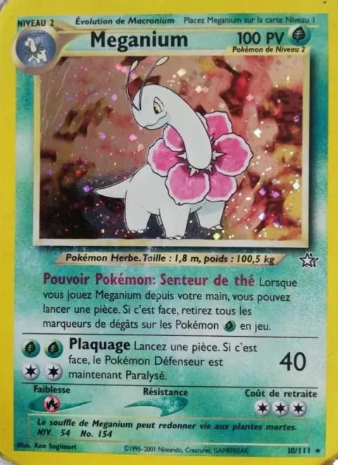 Carte Pokémon Méganium 010/111, extension Neo Genesis