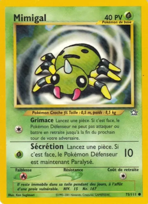 Carte Pokémon Mimigal 075/111, extension Neo Genesis