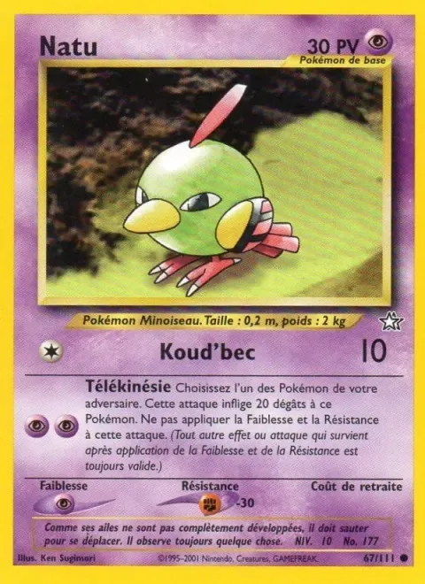 Carte Pokémon Natu 067/111, extension Neo Genesis
