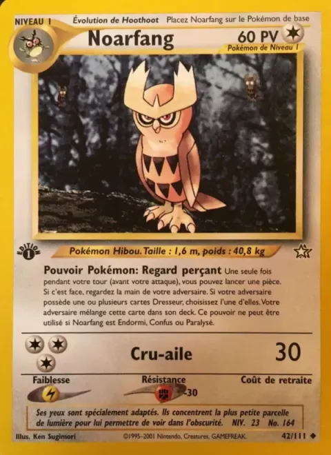Carte Pokémon Noarfang 042/111, extension Neo Genesis