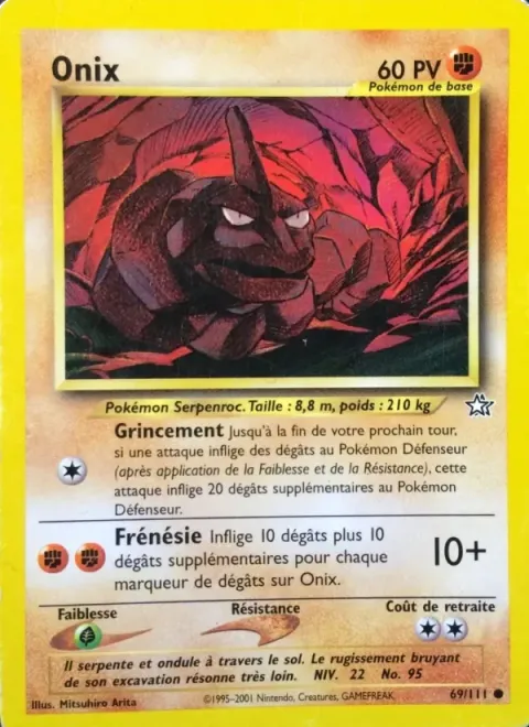 Carte Pokémon Onix 069/111, extension Neo Genesis