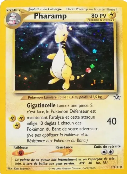 Carte Pokémon Pharamp 001/111, extension Neo Genesis