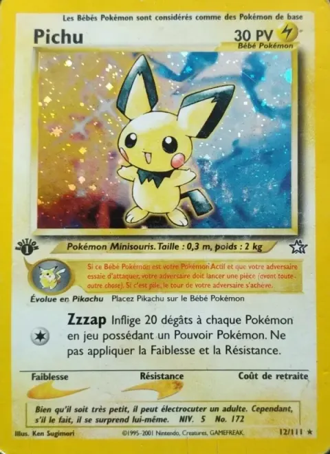 Carte Pokémon Pichu 012/111, extension Neo Genesis