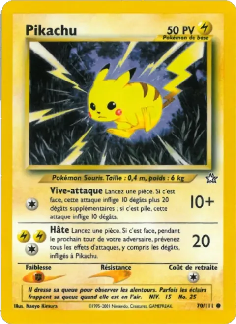 Carte Pokémon Pikachu 070/111, extension Neo Genesis