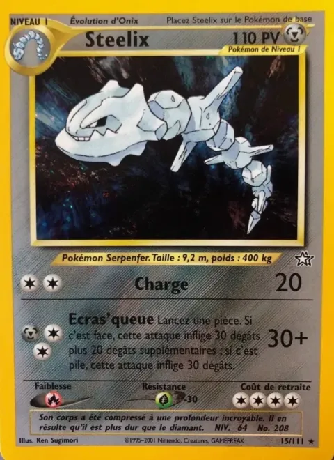 Carte Pokémon Steelix 015/111, extension Neo Genesis