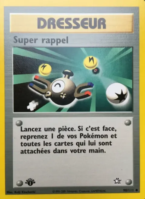 Carte Pokémon Super rappel 098/111, extension Neo Genesis