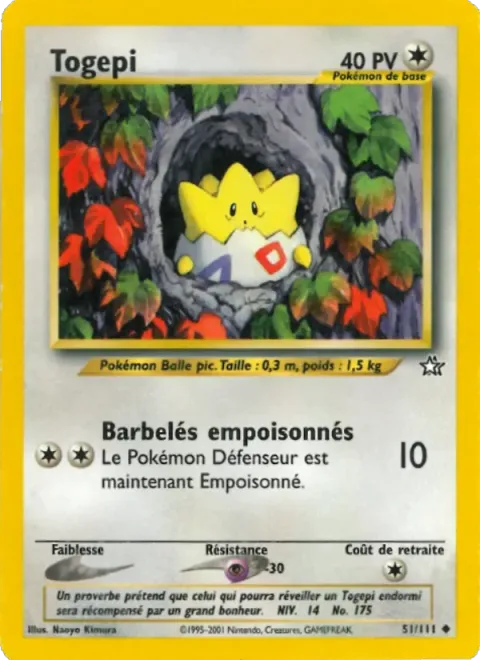 Carte Pokémon Togepi 051/111, extension Neo Genesis
