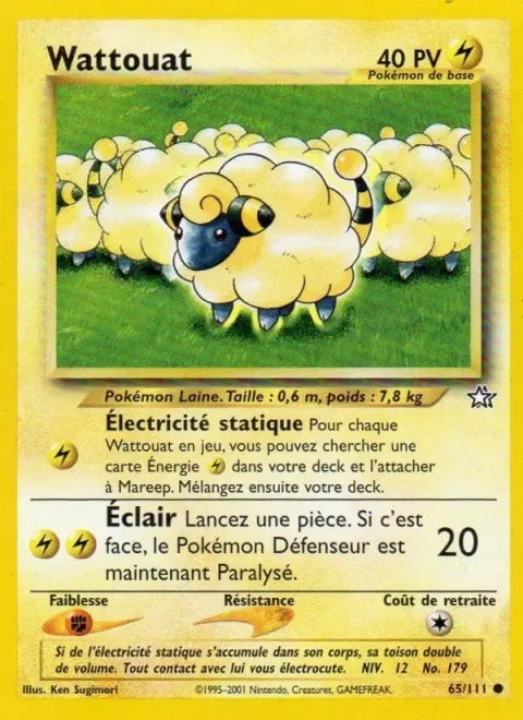 Carte Pokémon Wattouat 065/111, extension Neo Genesis