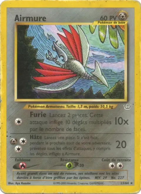 Carte Pokémon Airmure 023/064, extension Neo Revelation