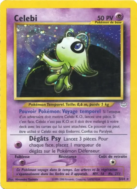 Carte Pokémon Celebi 003/064, extension Neo Revelation