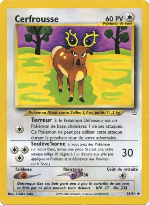 Carte Pokémon Cerfrousse 038/064, extension Neo Revelation