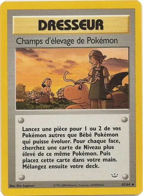 Carte Pokémon Champs d’élevage de Pokémon 062/064, extension Neo Revelation