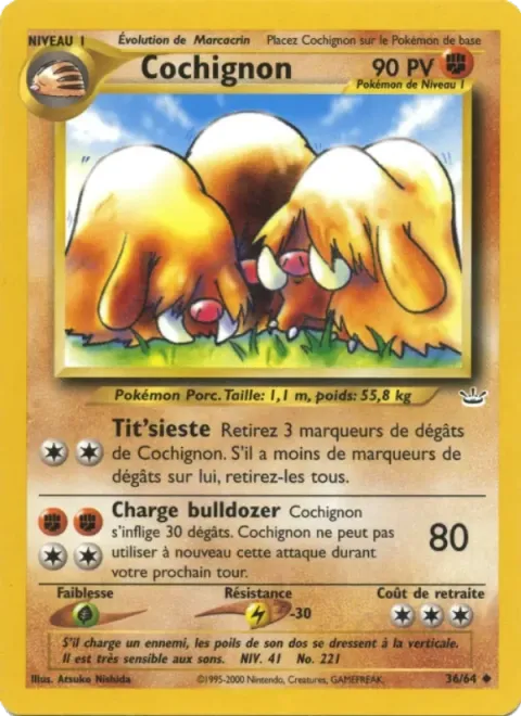 Carte Pokémon Cochignon 036/064, extension Neo Revelation