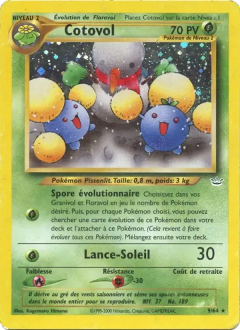 Carte Pokémon Cotovol 009/064, extension Neo Revelation