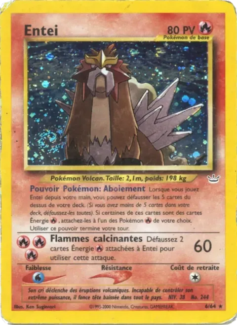 Carte Pokémon Entei 006/064, extension Neo Revelation